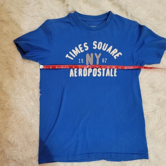 Aeropostale Distressed Vintage Men Blue Times Square T Shirt Size Small - Picture 3 of 6